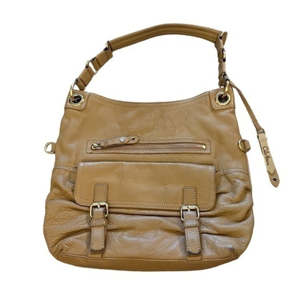 Cole Haan “Bailey” neutral tan hobo shoulder hand bag w/ brushed gold hardware